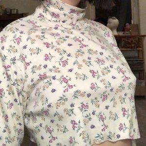 cropped floral turtleneck